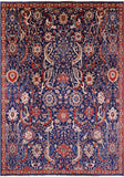 Blue Exotic Birds Persian Fine Serapi Hand Knotted Wool Rug - 9' 10" X 13' 9" - Golden Nile