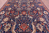 Blue Exotic Birds Persian Fine Serapi Hand Knotted Wool Rug - 9' 10" X 13' 9" - Golden Nile