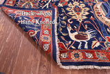 Blue Exotic Birds Persian Fine Serapi Hand Knotted Wool Rug - 9' 10" X 13' 9" - Golden Nile