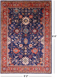 Blue Persian Fine Serapi Hand Knotted Wool Rug - 6' 2" X 8' 9" - Golden Nile