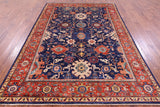 Blue Persian Fine Serapi Hand Knotted Wool Rug - 6' 2" X 8' 9" - Golden Nile