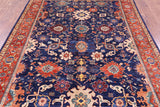 Blue Persian Fine Serapi Hand Knotted Wool Rug - 6' 2" X 8' 9" - Golden Nile