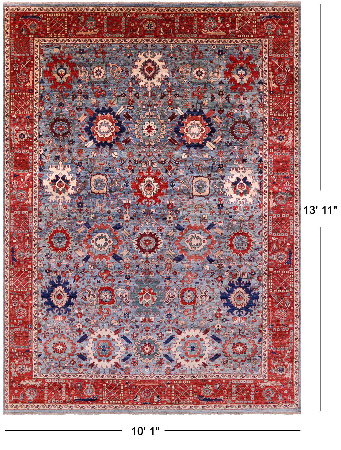 Persian Fine Serapi Hand Knotted Wool Rug - 10' 1" X 13' 11" - Golden Nile