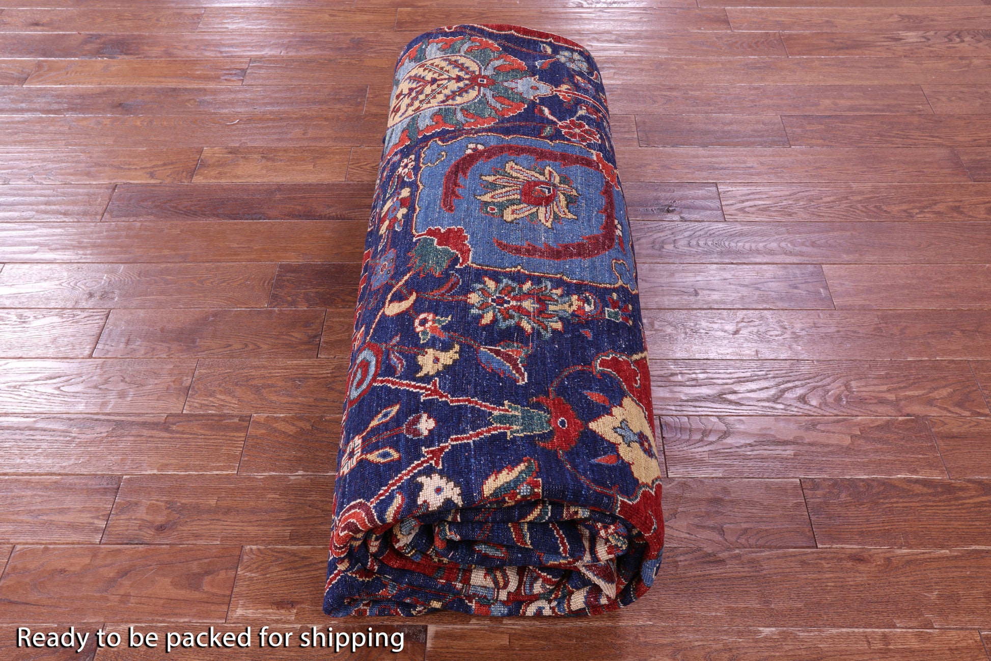 Blue Persian Fine Serapi Hand Knotted Wool Rug - 10' 10" X 16' 6" - Golden Nile