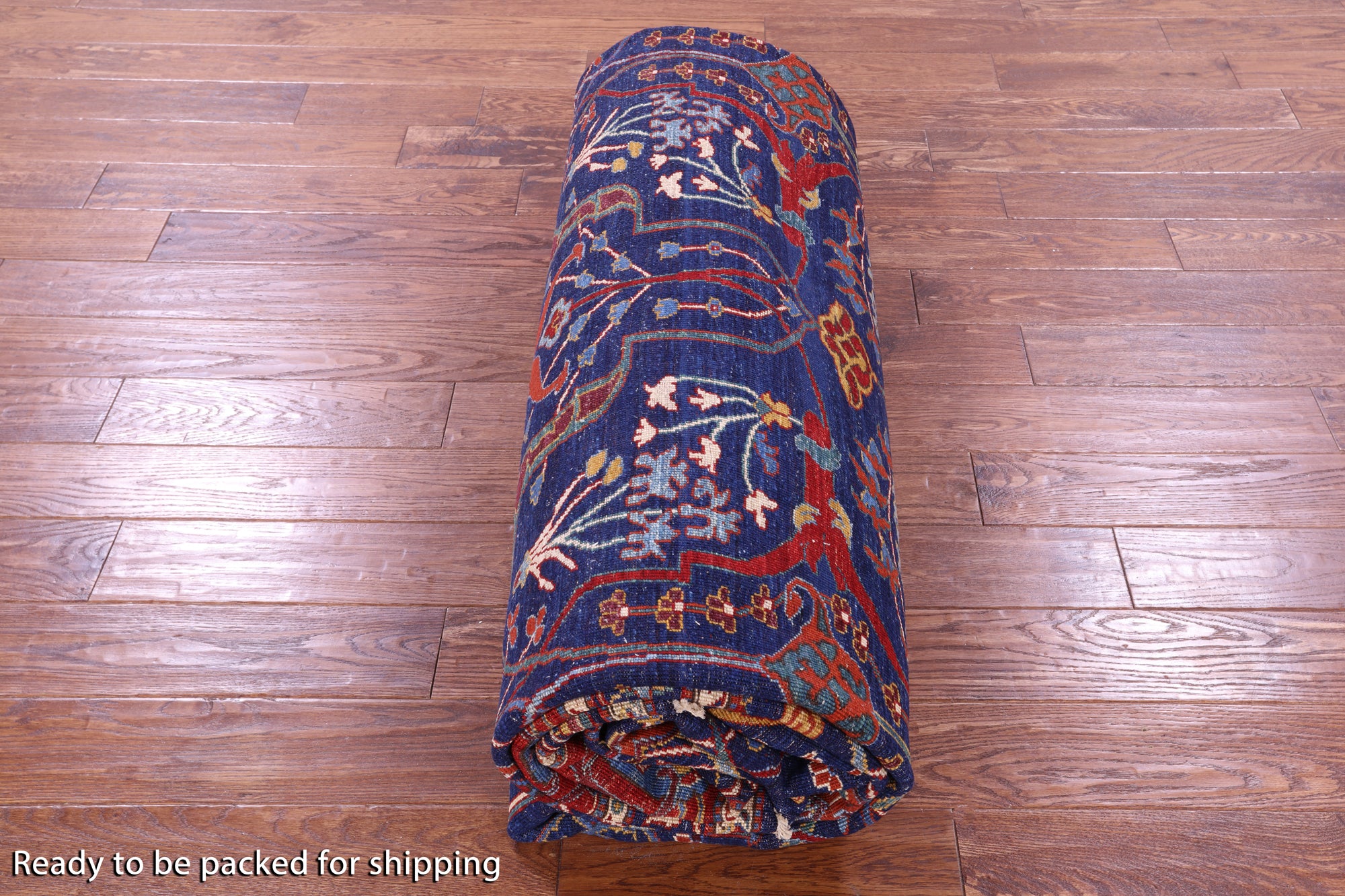 Blue Persian Fine Serapi Hand Knotted Wool Rug - 9' 10" X 13' 6" - Golden Nile