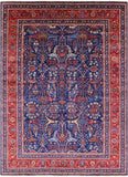 Blue Persian Fine Serapi Hand Knotted Wool Rug - 9' 10" X 13' 6" - Golden Nile