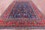 Blue Persian Fine Serapi Hand Knotted Wool Rug - 9' 10" X 13' 6" - Golden Nile