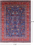 Blue Persian Fine Serapi Hand Knotted Wool Rug - 9' 10" X 13' 6" - Golden Nile