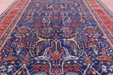 Blue Persian Fine Serapi Hand Knotted Wool Rug - 9' 10" X 13' 6" - Golden Nile