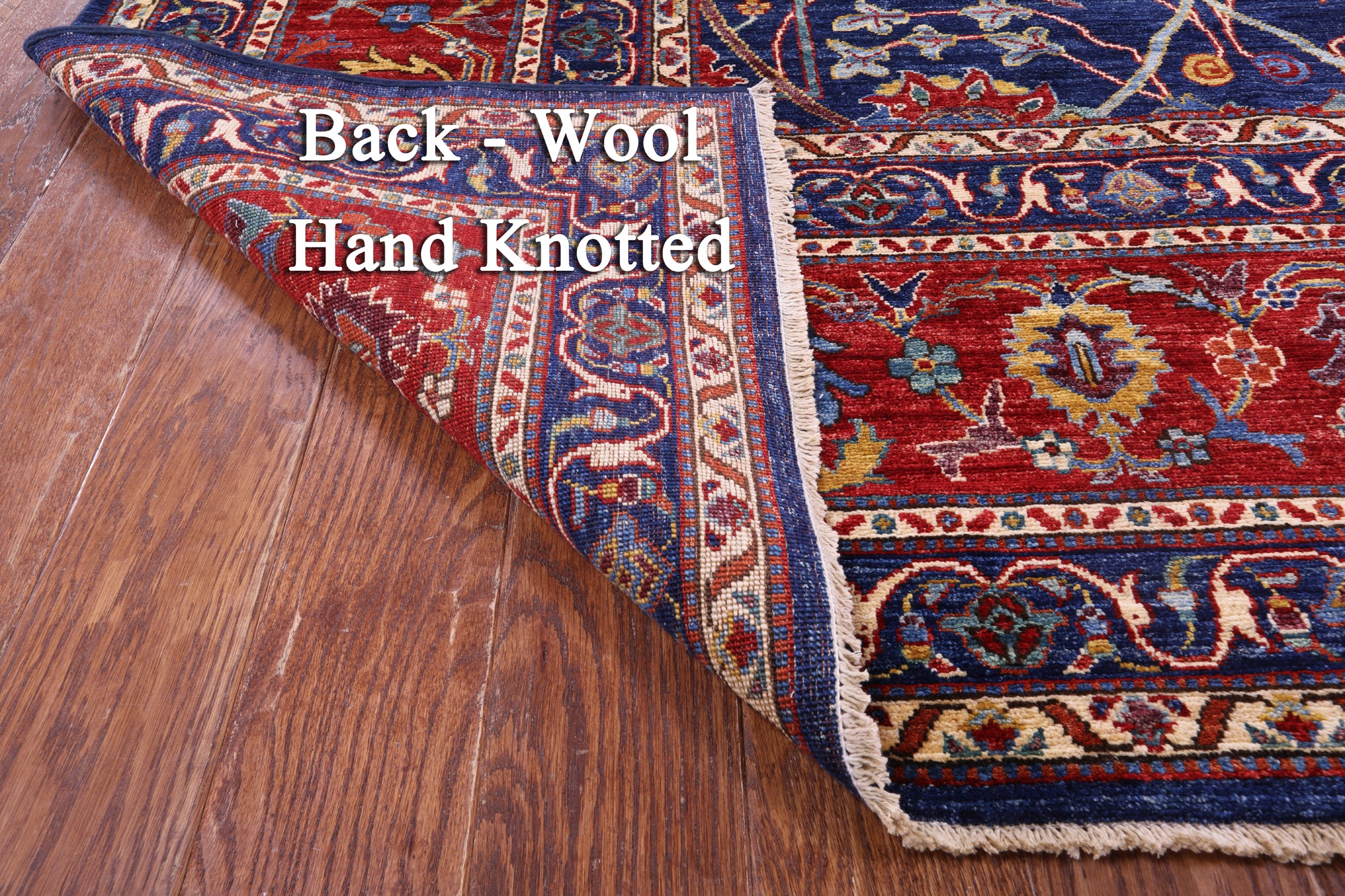 Blue Persian Fine Serapi Hand Knotted Wool Rug - 9' 10" X 13' 6" - Golden Nile