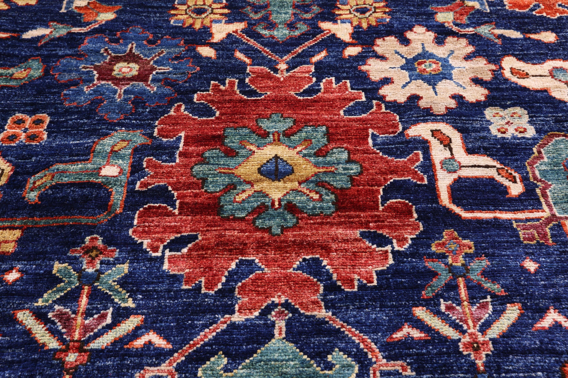 Blue Persian Fine Serapi Handmade Wool Rug - 11' 11" X 14' 10" - Golden Nile