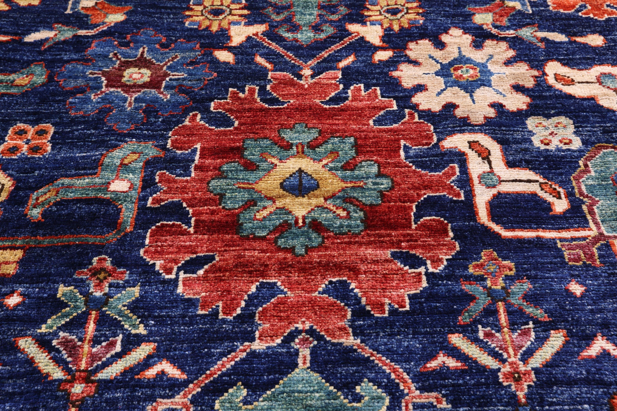 Blue Persian Fine Serapi Handmade Wool Rug - 11' 11" X 14' 10" - Golden Nile