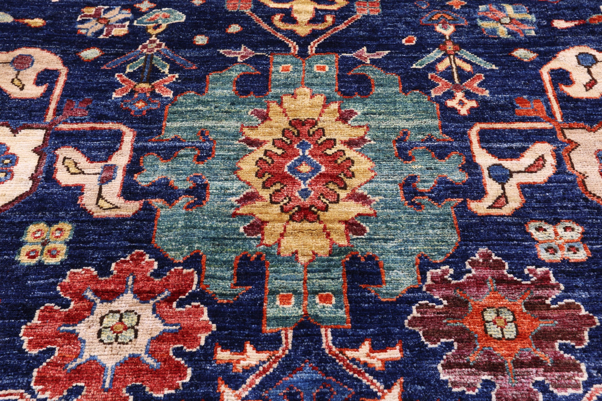 Blue Persian Fine Serapi Handmade Wool Rug - 11' 11" X 14' 10" - Golden Nile