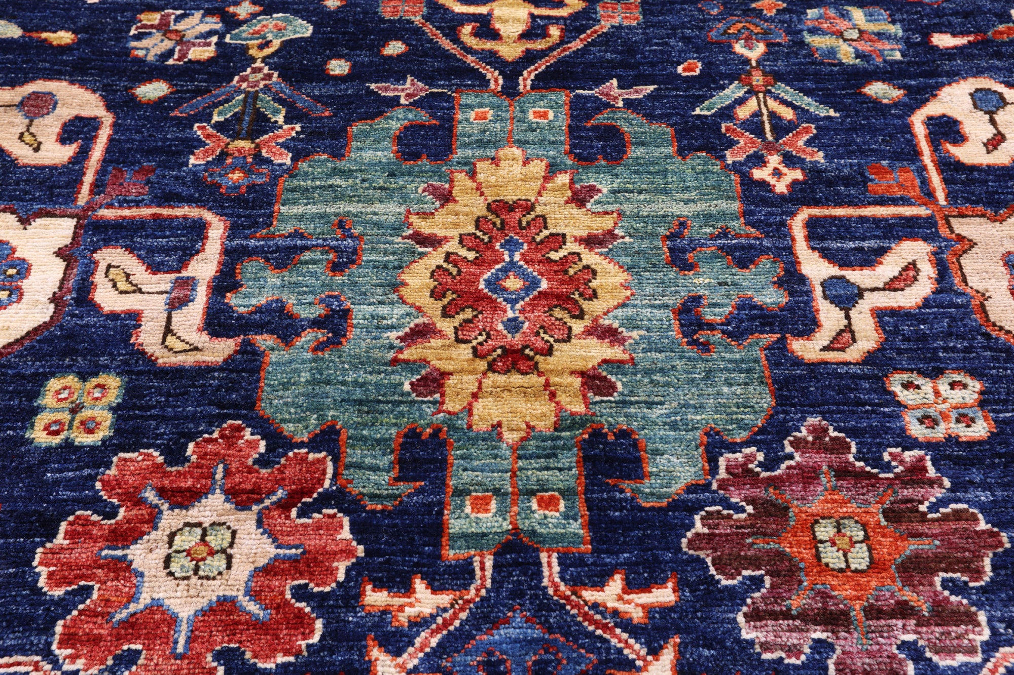 Blue Persian Fine Serapi Handmade Wool Rug - 11' 11" X 14' 10" - Golden Nile