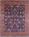 Blue Persian Fine Serapi Handmade Wool Rug - 11' 11" X 14' 10" - Golden Nile