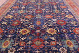 Blue Persian Fine Serapi Handmade Wool Rug - 11' 11" X 14' 10" - Golden Nile