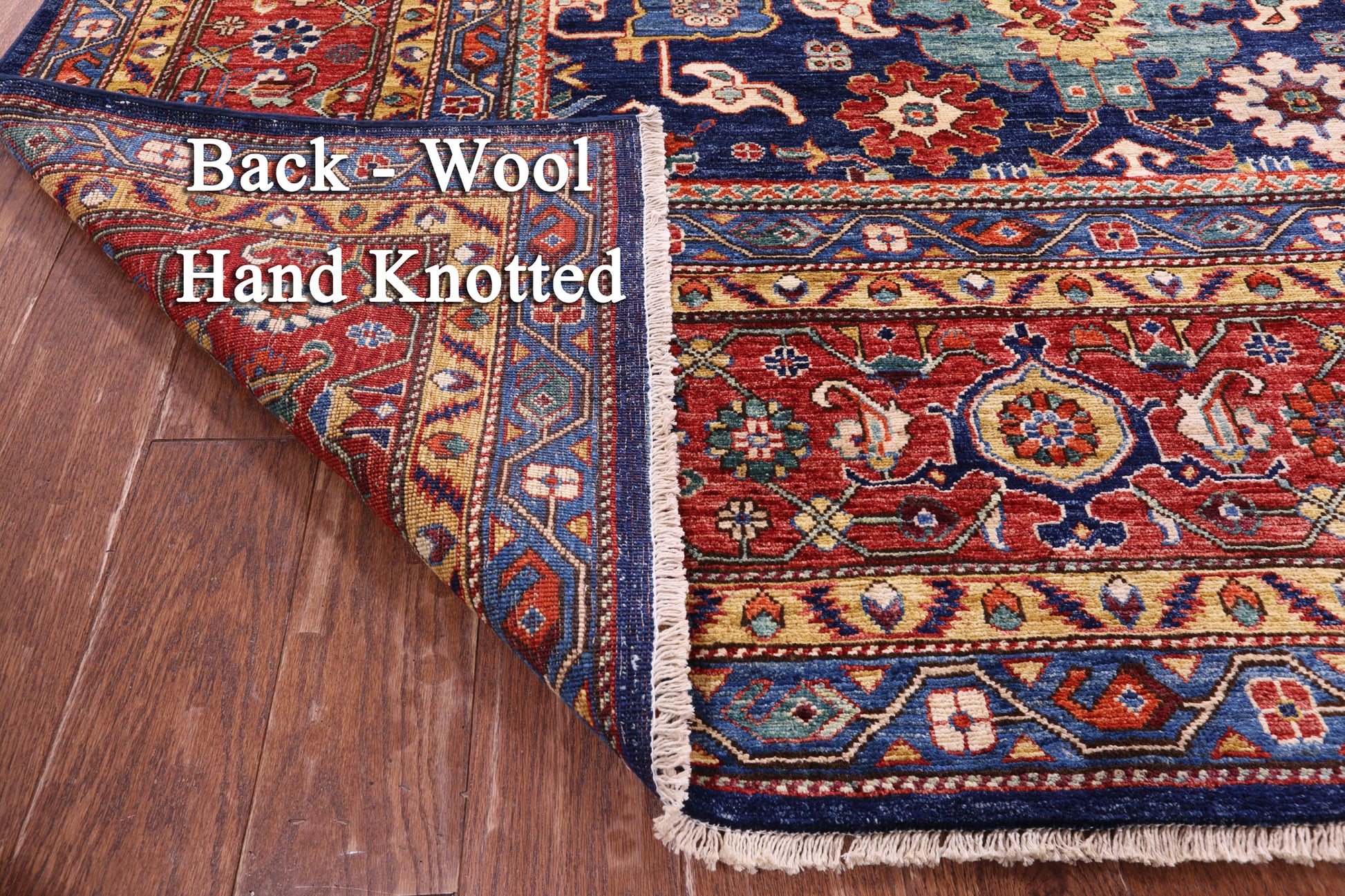 Blue Persian Fine Serapi Handmade Wool Rug - 11' 11" X 14' 10" - Golden Nile