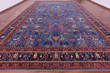 Blue Persian Fine Serapi Hand Knotted Wool Rug - 13' 10" X 22' 10" - Golden Nile