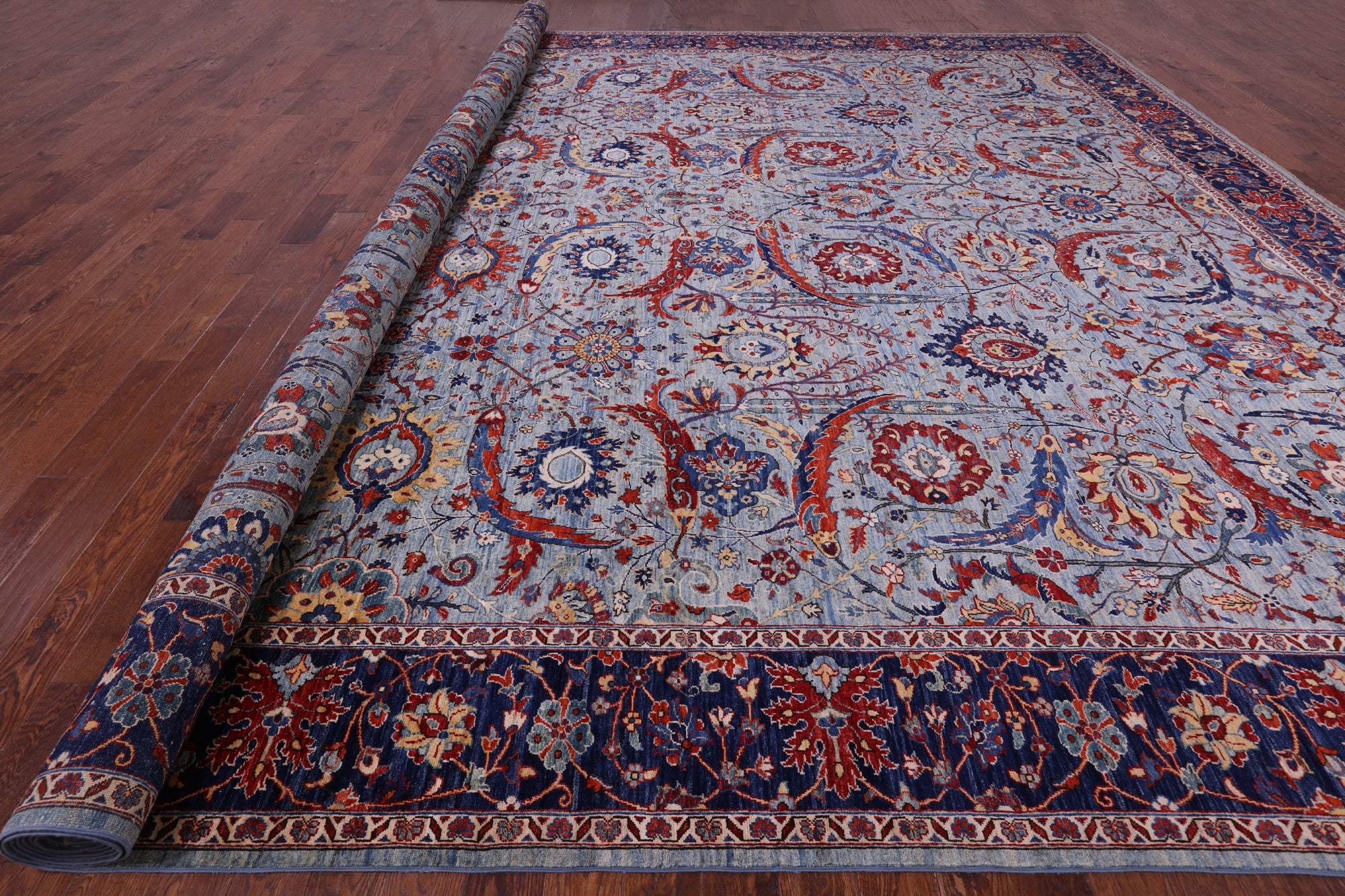 Persian Sickle Leaf Hand Knotted Wool Rug - 16' 3" X 22' 5" - Golden Nile