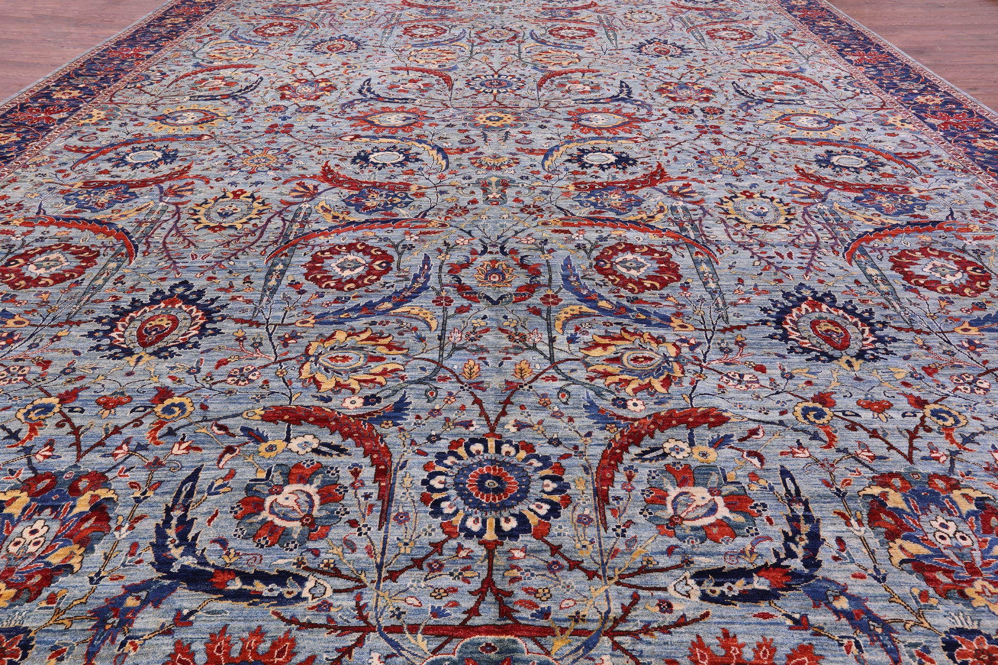 Persian Sickle Leaf Hand Knotted Wool Rug - 16' 3" X 22' 5" - Golden Nile