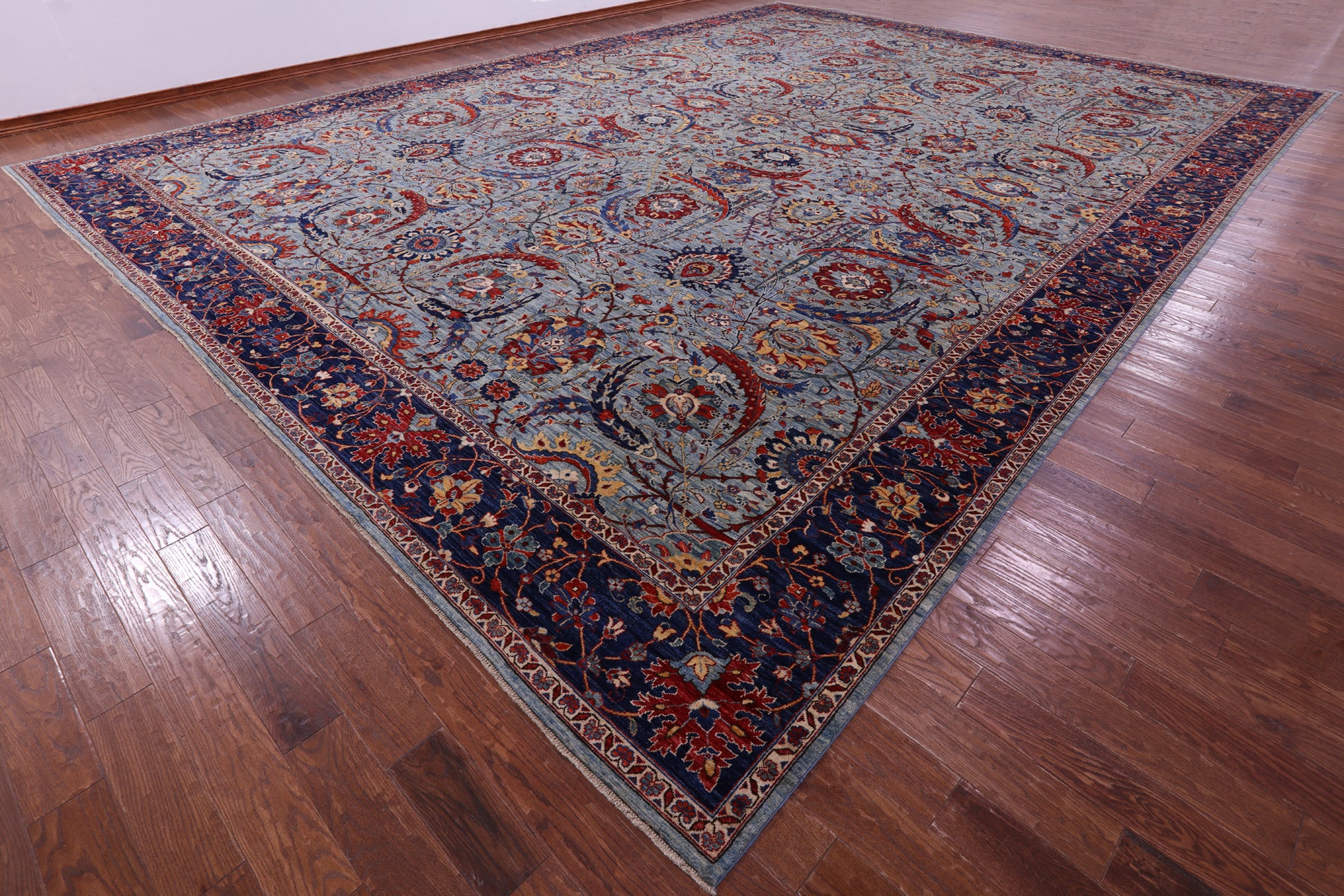 Persian Sickle Leaf Hand Knotted Wool Rug - 16' 3" X 22' 5" - Golden Nile