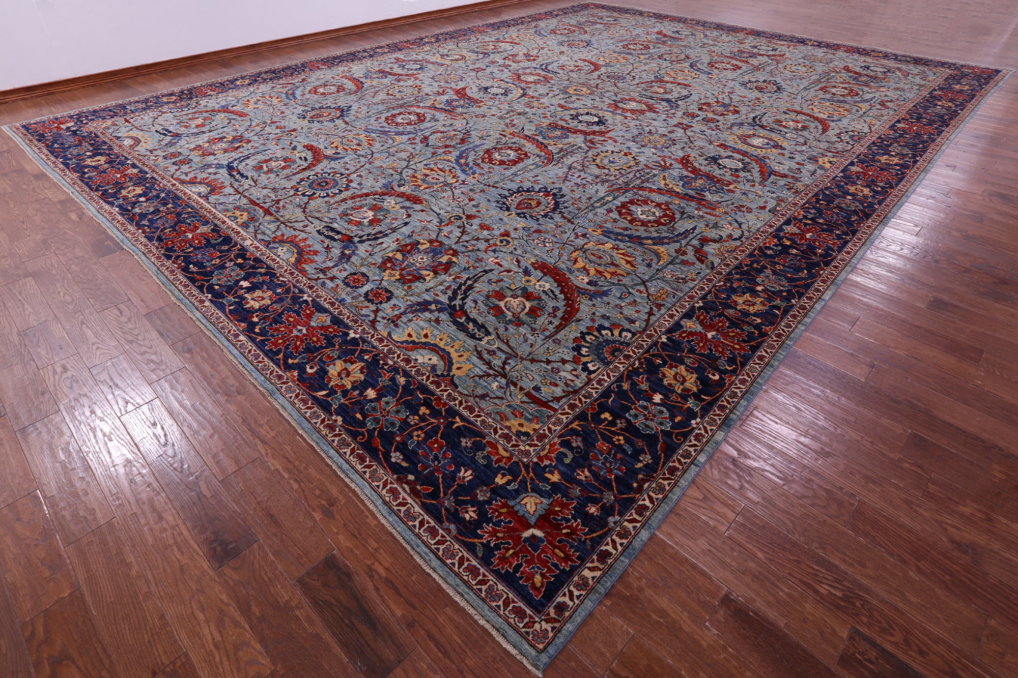 Persian Sickle Leaf Hand Knotted Wool Rug - 16' 3" X 22' 5" - Golden Nile