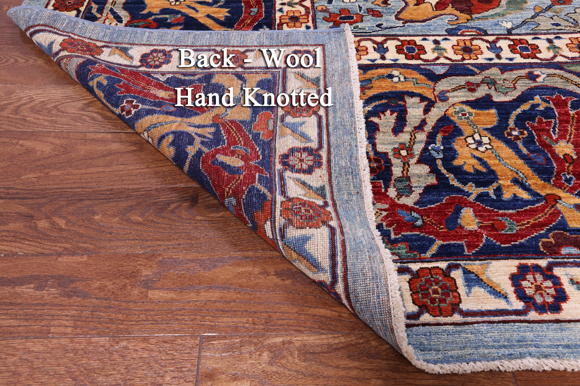 Blue Persian Fine Serapi Hand Knotted Wool Rug - 14' 5" X 23' 10" - Golden Nile