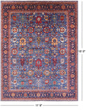 Blue Persian Fine Serapi Hand Knotted Wool Rug - 11' 9" X 15' 0" - Golden Nile