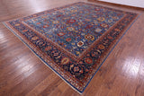 Blue Persian Fine Serapi Hand Knotted Wool Rug - 11' 9" X 15' 0" - Golden Nile