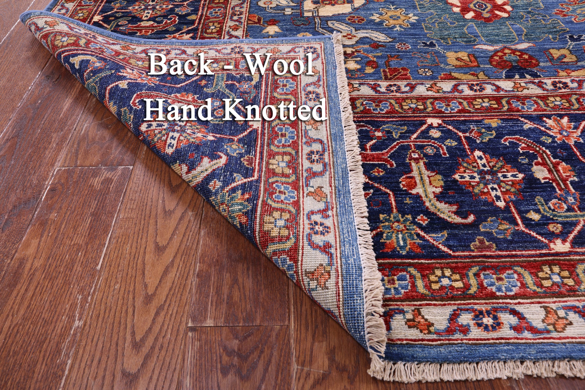 Blue Persian Fine Serapi Hand Knotted Wool Rug - 11' 9" X 15' 0" - Golden Nile