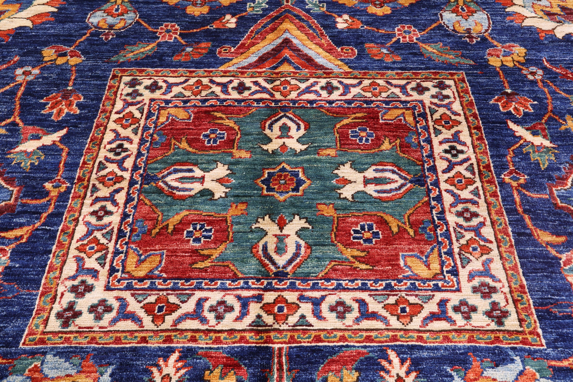 Blue Persian Fine Serapi Handmade Wool Rug - 11' 11" X 18' 7" - Golden Nile