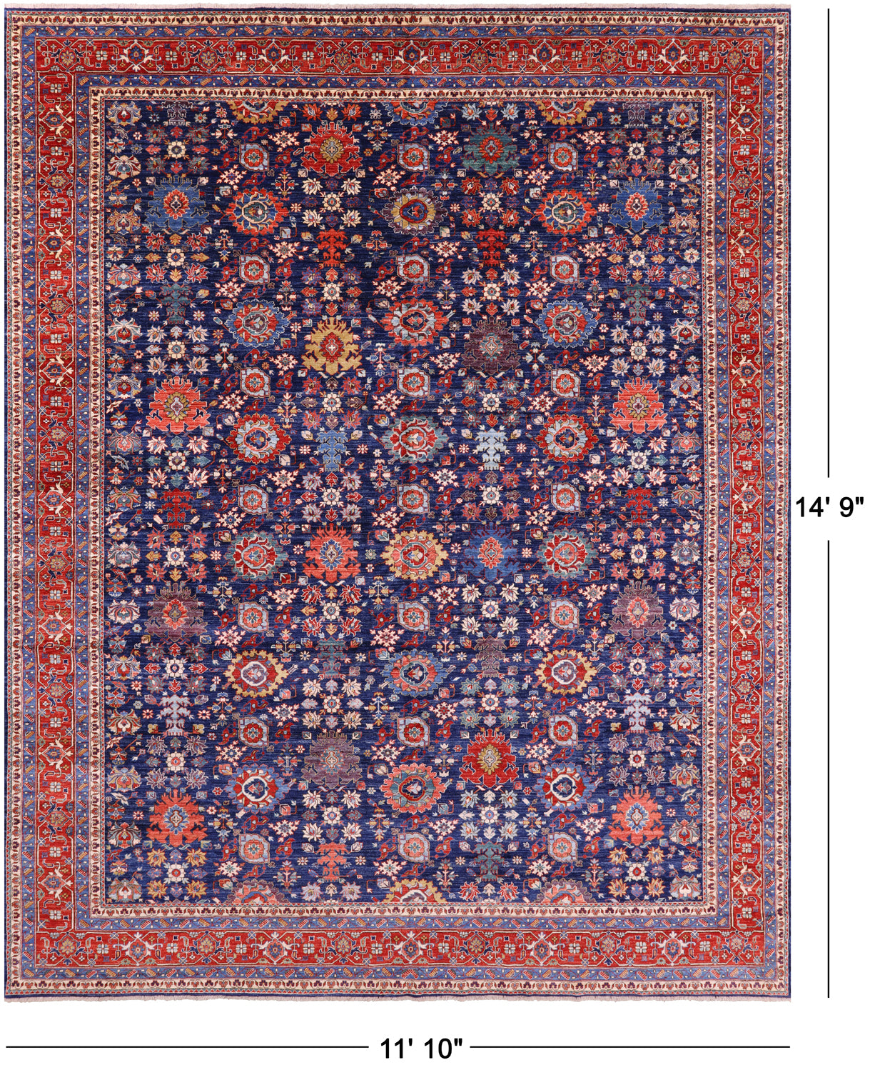 Persian Fine Serapi Hand Knotted Wool Rug - 11' 10" X 14' 9" - Golden Nile