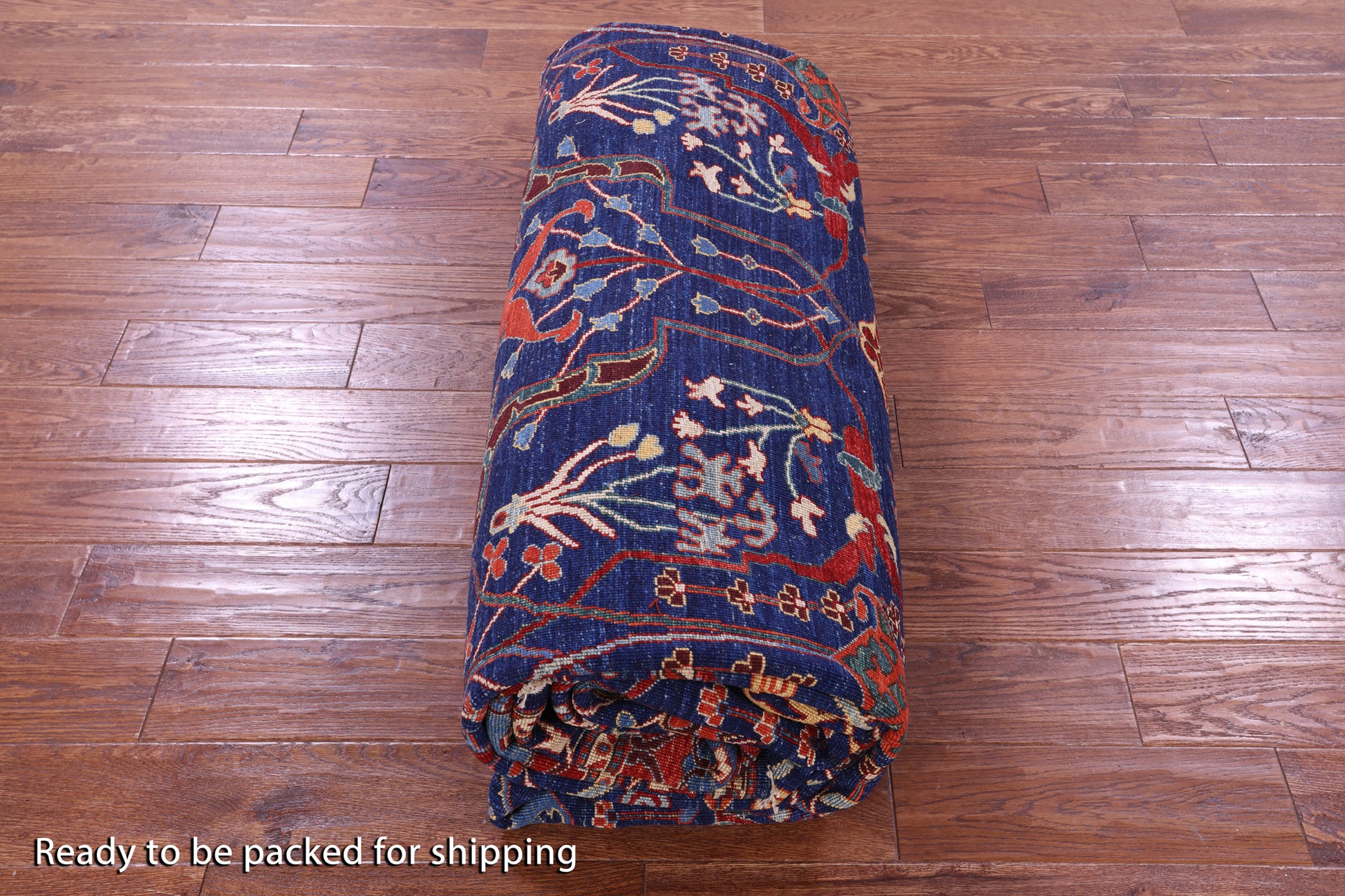 Blue Persian Fine Serapi Hand Knotted Wool Rug - 9' 10" X 13' 7" - Golden Nile