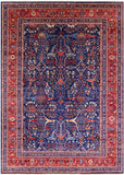 Blue Persian Fine Serapi Hand Knotted Wool Rug - 9' 10" X 13' 7" - Golden Nile