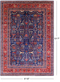 Blue Persian Fine Serapi Hand Knotted Wool Rug - 9' 10" X 13' 7" - Golden Nile