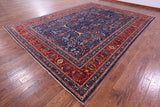 Blue Persian Fine Serapi Hand Knotted Wool Rug - 9' 10" X 13' 7" - Golden Nile