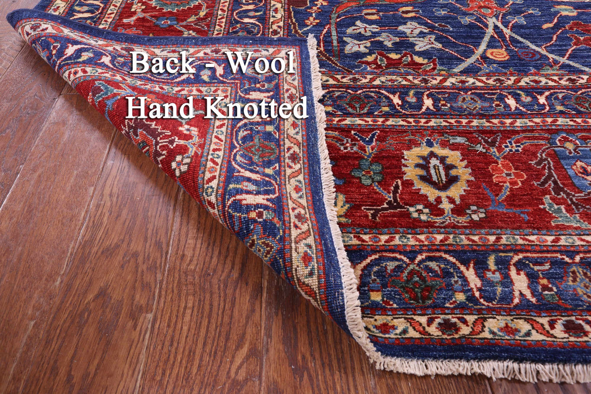 Blue Persian Fine Serapi Hand Knotted Wool Rug - 9' 10" X 13' 7" - Golden Nile