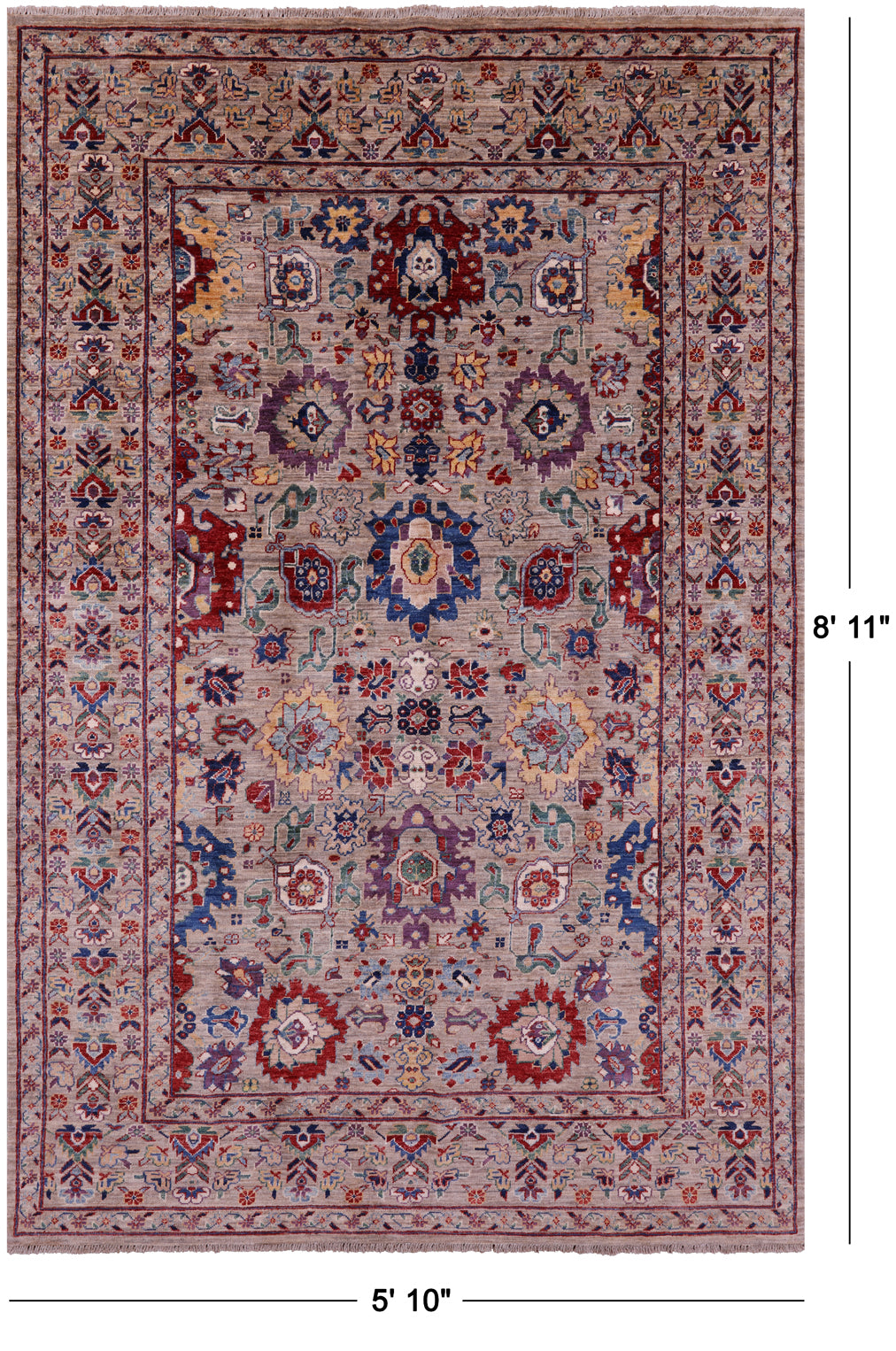Persian Fine Serapi Handmade Wool Rug - 5' 10" X 8' 11" - Golden Nile