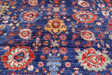 Blue Persian Fine Serapi Hand Knotted Wool Rug - 9' 11" X 13' 2" - Golden Nile