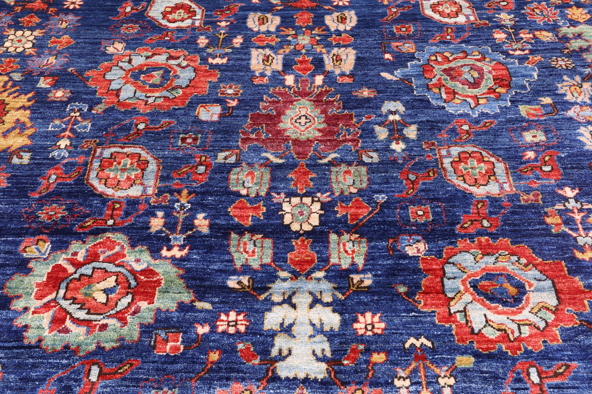 Blue Persian Fine Serapi Hand Knotted Wool Rug - 9' 11" X 13' 2" - Golden Nile