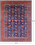 Blue Persian Fine Serapi Hand Knotted Wool Rug - 9' 11" X 13' 2" - Golden Nile
