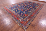 Blue Persian Fine Serapi Hand Knotted Wool Rug - 9' 11" X 13' 2" - Golden Nile