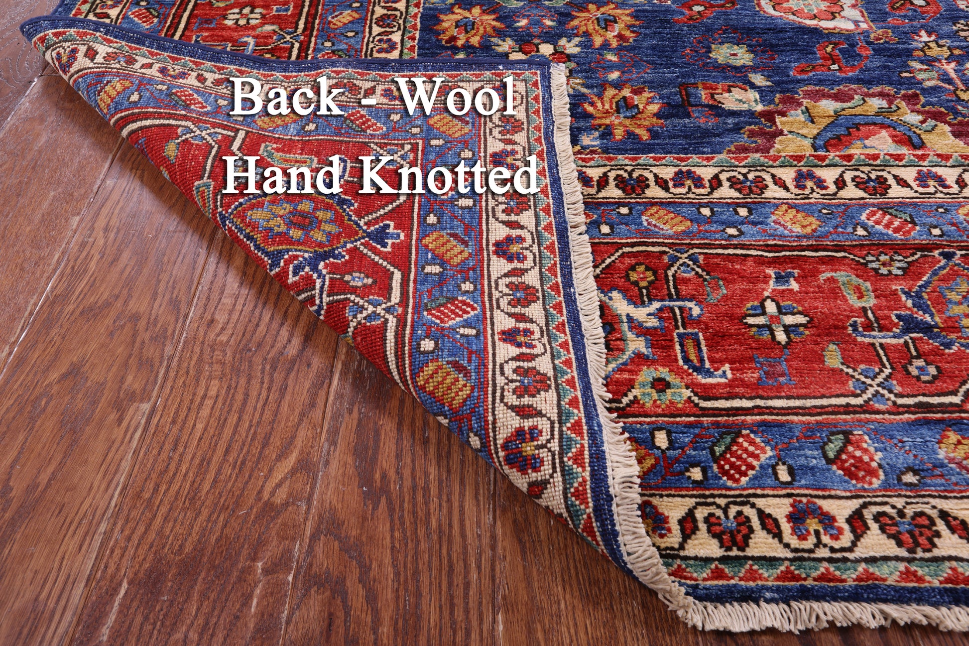 Blue Persian Fine Serapi Hand Knotted Wool Rug - 9' 11" X 13' 2" - Golden Nile