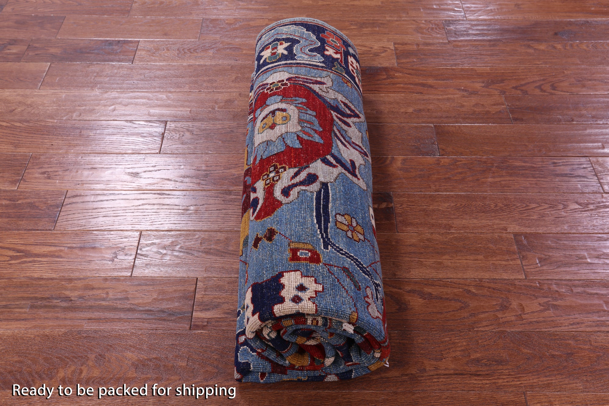 Blue Persian Fine Serapi Hand Knotted Wool Rug - 5' 11" X 8' 10" - Golden Nile