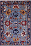 Blue Persian Fine Serapi Hand Knotted Wool Rug - 5' 11" X 8' 10" - Golden Nile