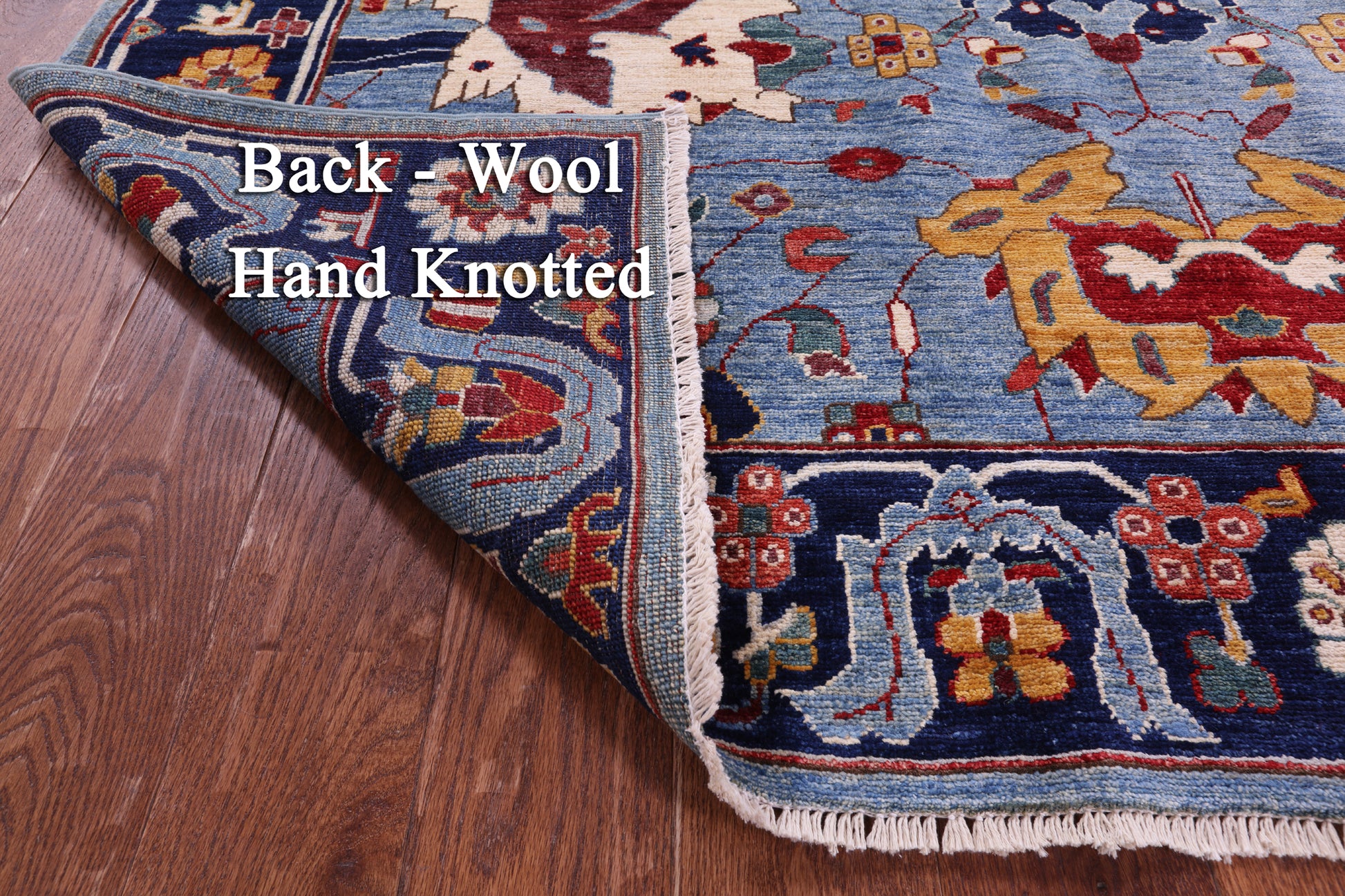 Blue Persian Fine Serapi Hand Knotted Wool Rug - 5' 11" X 8' 10" - Golden Nile