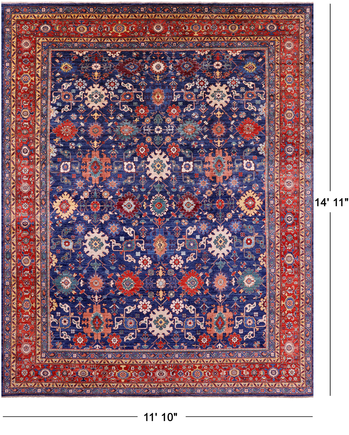 Persian Fine Serapi Hand Knotted Wool Rug - 11' 10" X 14' 11" - Golden Nile