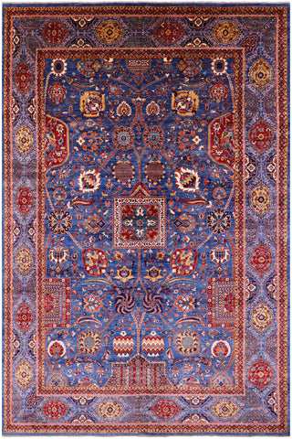 Blue Persian Fine Serapi Hand Knotted Wool Rug - 12' 0
