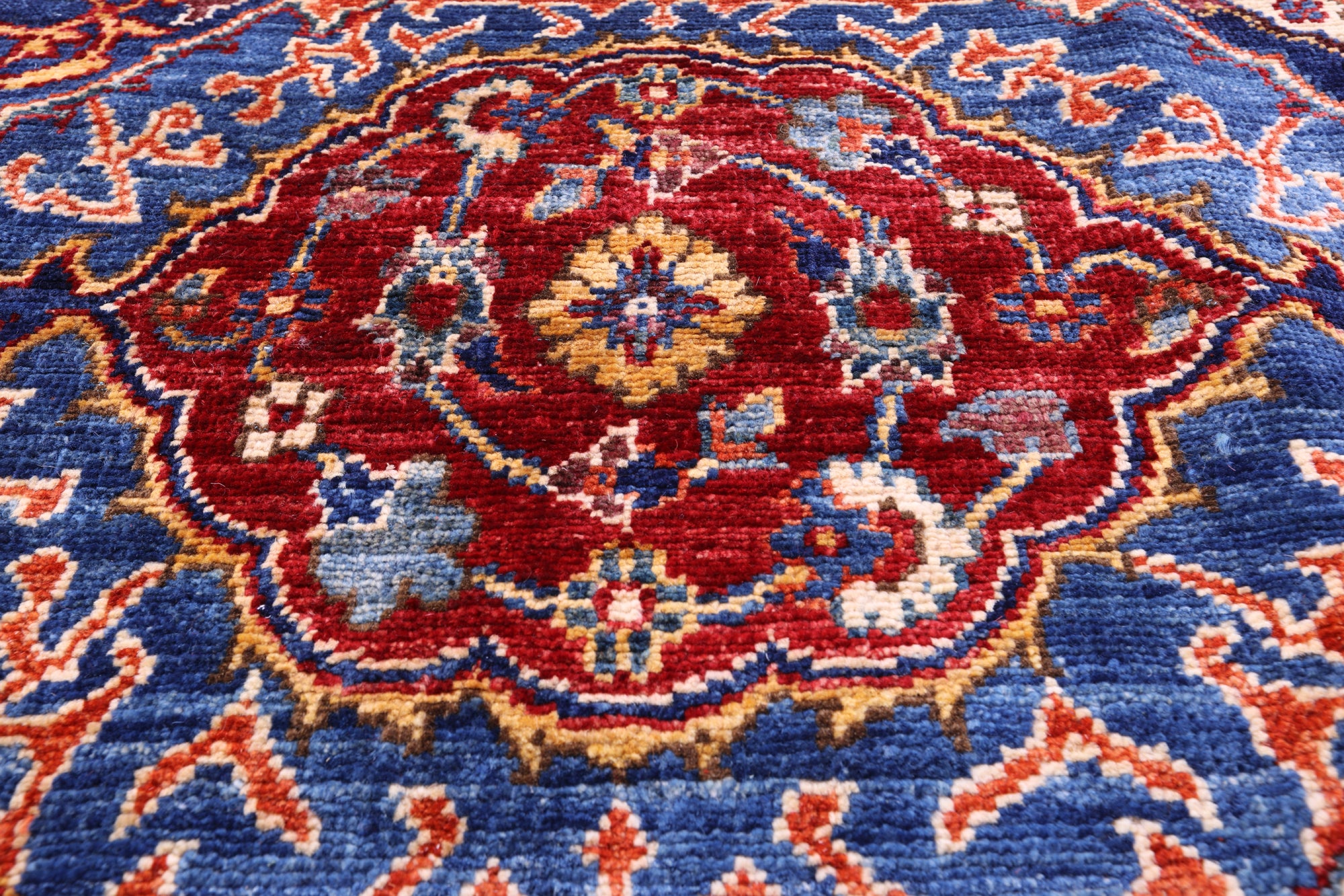 Blue Persian Fine Serapi Hand Knotted Wool Rug - 12' 0" X 18' 1" - Golden Nile