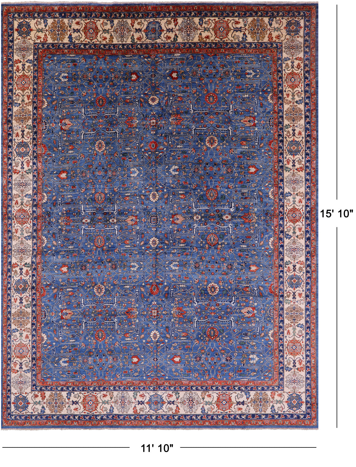 Persian Fine Serapi Hand Knotted Wool Rug - 11' 10" X 15' 10" - Golden Nile